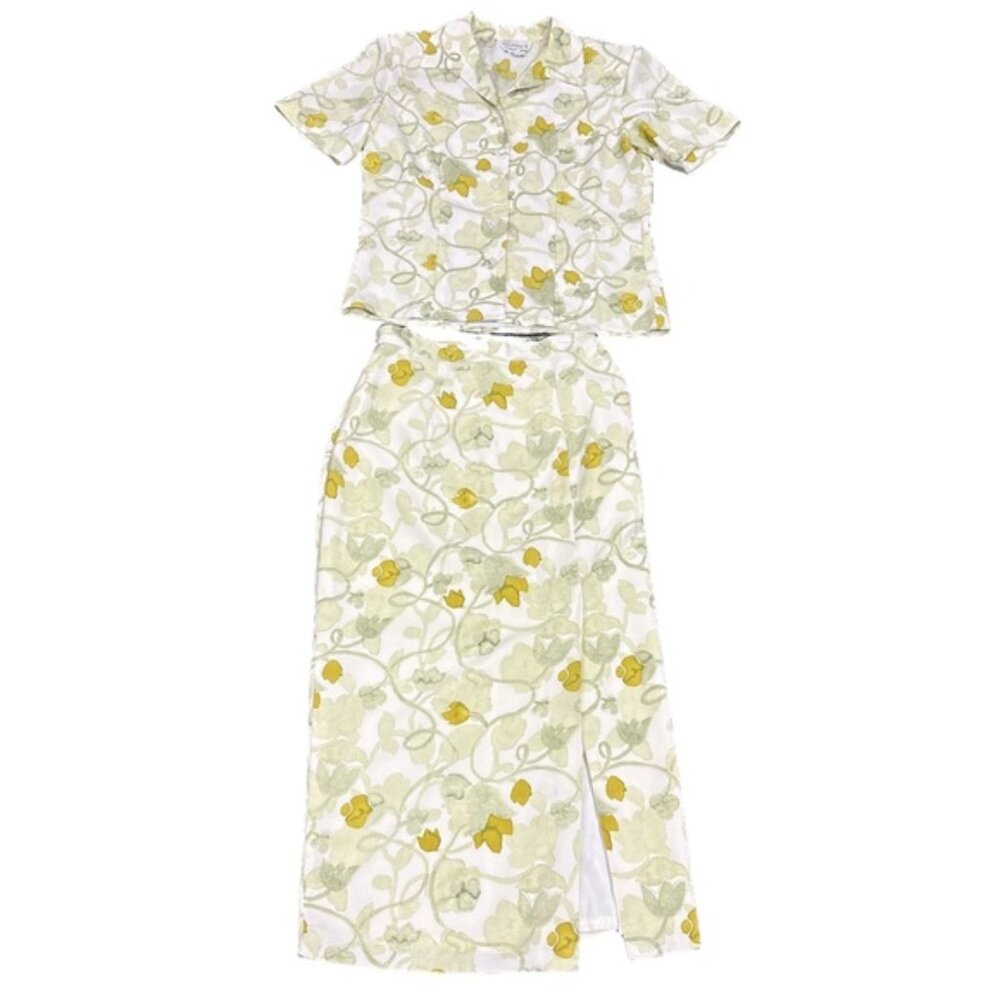 Vintage Button-Up Shirt and Skirt Set